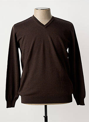 Pull col v manches longues marron BEST GUEST homme