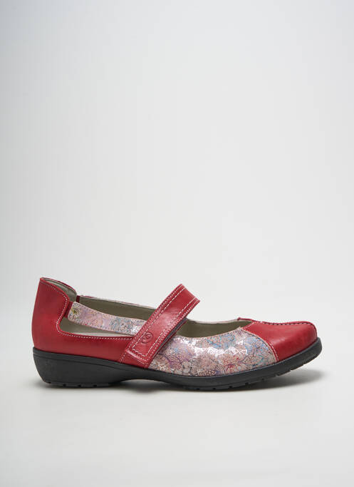 Ballerines fermeture scratch talon plat jusqu'à 3cm rouge SUAVE femme