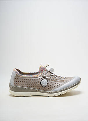 Baskets fermeture elastique talon plat jusqu'à 3cm argent RIEKER femme