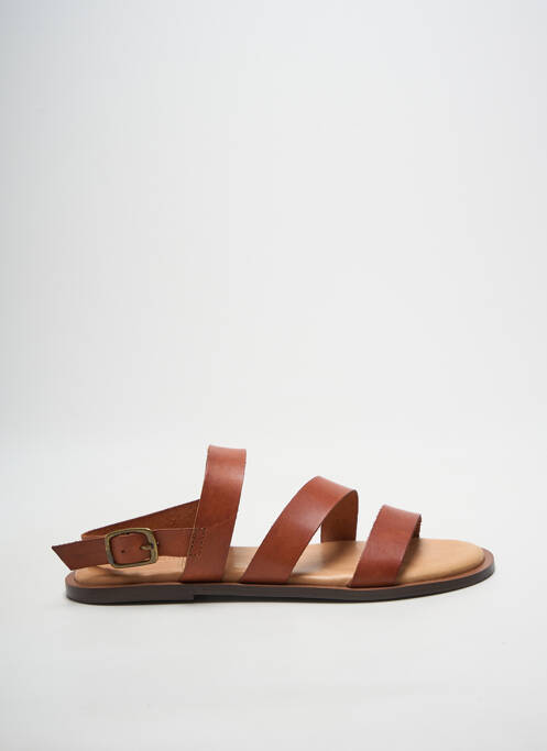 Sandales/nu pieds matière lisse talon plat jusqu'à 3cm marron VERBENAS femme