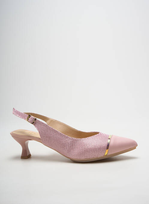 Escarpins tissage satiné talon de 4 à 6cm rose MLV femme