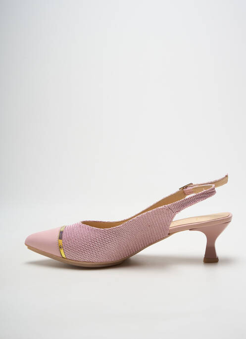 Escarpins tissage satiné talon de 4 à 6cm rose MLV femme