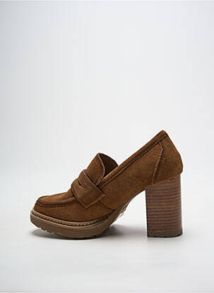 Mocassins nubuck talon de 7 à 9cm marron CARMELA femme