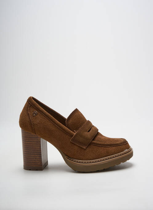 Mocassins nubuck talon de 7 à 9cm marron CARMELA femme