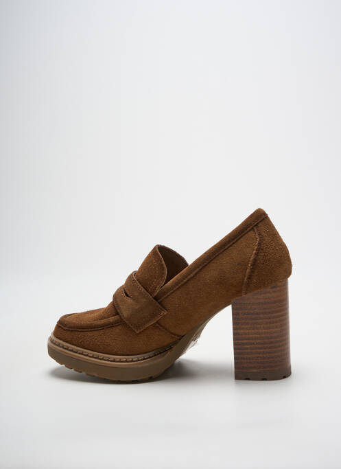 Mocassins nubuck talon de 7 à 9cm marron CARMELA femme