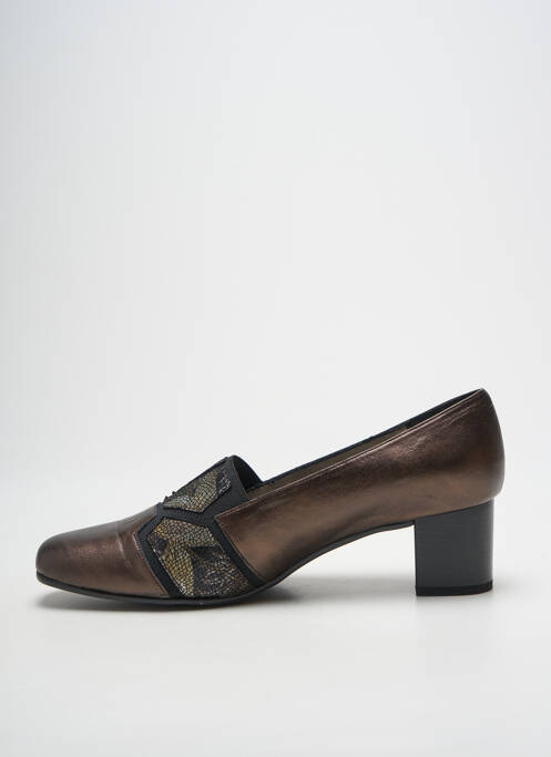 Escarpins tissage satiné talon de 4 à 6cm marron PEDI GIRL femme