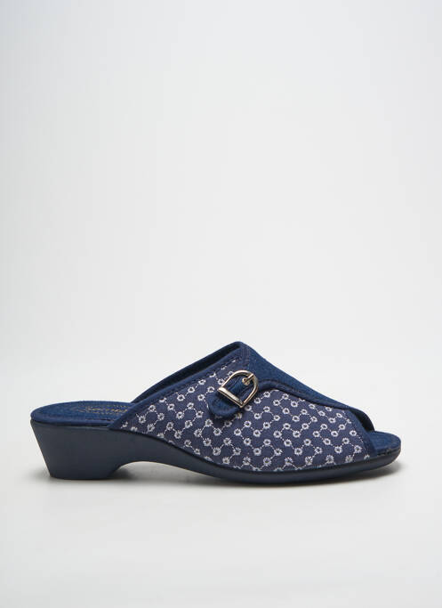 Mules/sabots bout ouvert talon de 4 à 6cm bleu SEMELFLEX femme