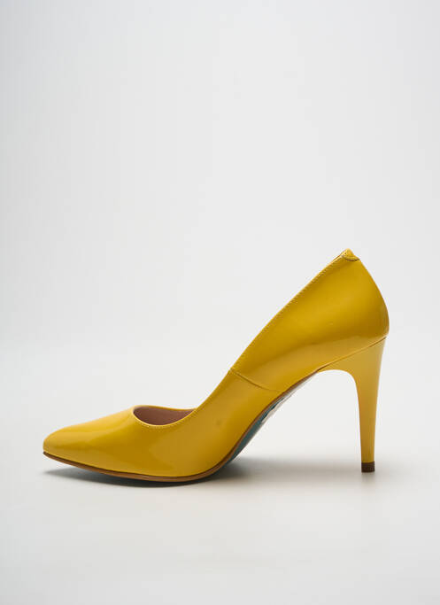 Escarpins matière lisse talon de 7 à 9cm jaune GIULIA femme