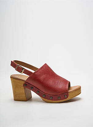 Sandales/nu pieds matière lisse talon de 7 à 9cm rouge SMS femme