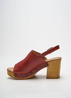 Sandales/nu pieds matière lisse talon de 7 à 9cm rouge SMS femme