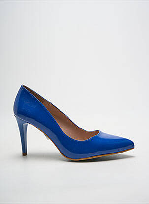 Escarpins matière lisse talon de 7 à 9cm bleu GIULIA femme