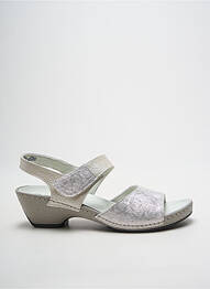 Sandales/nu pieds tissage satiné talon de 4 à 6cm argent ACO femme