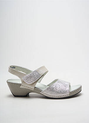 Sandales/nu pieds matière lisse talon de 4 à 6cm argent ACO femme