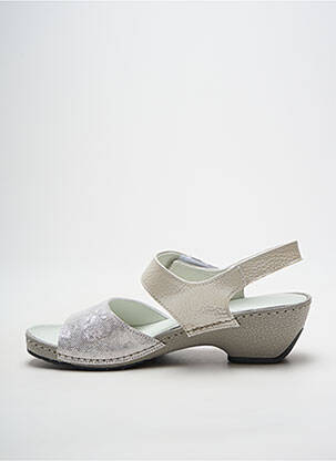 Sandales/nu pieds tissage satiné talon de 4 à 6cm argent ACO femme