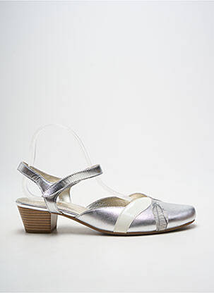 Sandales/nu pieds tissage satiné talon de 4 à 6cm argent SWEET femme