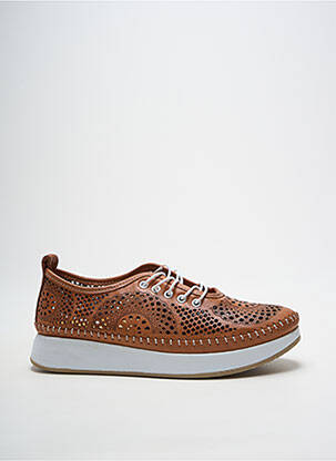 Baskets bout rond talon plat jusqu'à 3cm marron MADORY femme