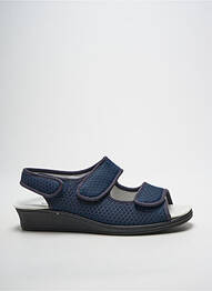 Chaussons/pantoufles fermeture scratch talon de 4 à 6cm bleu SEMELFLEX femme