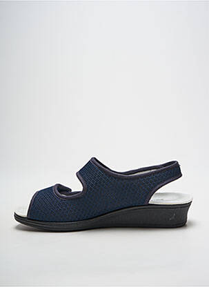 Chaussons/pantoufles fermeture scratch talon de 4 à 6cm bleu SEMELFLEX femme