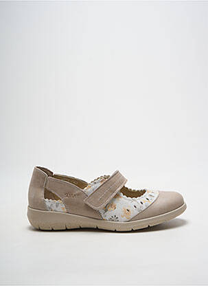 Ballerines fermeture scratch talon plat jusqu'à 3cm beige SUAVE femme