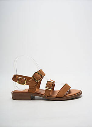 Sandales/nu pieds chiquet talon plat jusqu'à 3cm marron WE DO femme