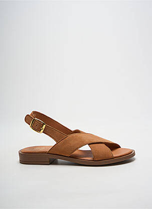 Sandales/nu pieds chiquet talon plat jusqu'à 3cm marron WE DO femme