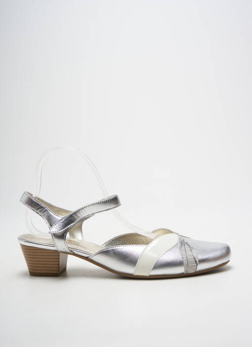 Sandales/nu pieds tissage satiné talon de 4 à 6cm argent SWEET femme