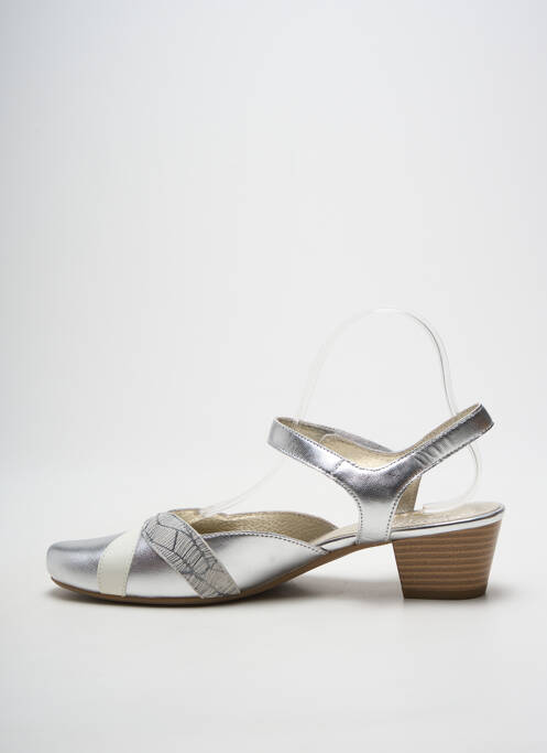 Sandales/nu pieds tissage satiné talon de 4 à 6cm argent SWEET femme