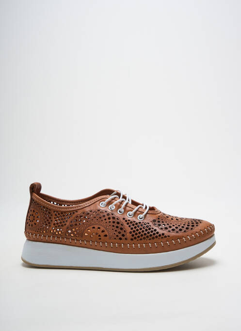Baskets bout rond talon plat jusqu'à 3cm marron MADORY femme