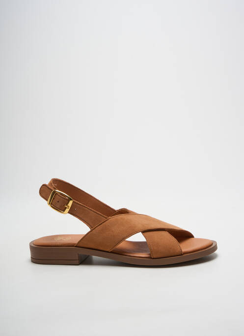 Sandales/nu pieds chiquet talon plat jusqu'à 3cm marron WE DO femme