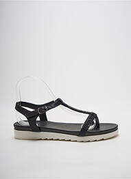Tongs tissage satiné talon plat jusqu'à 3cm noir ELUE PAR NOUS femme