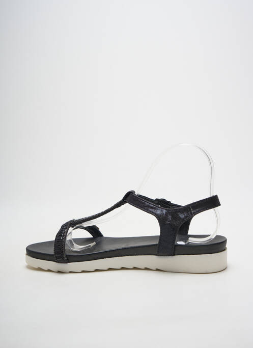 Tongs tissage satiné talon plat jusqu'à 3cm noir ELUE PAR NOUS femme