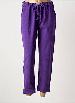 Pantalon droit tissage popeline taille normale violet COLETTE femme