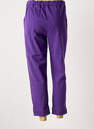 Pantalon droit tissage popeline taille normale violet COLETTE femme