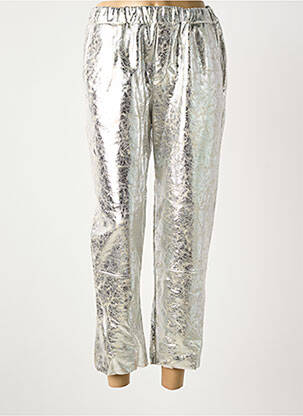 Pantalon 7/8 taille élastique taille normale argent COUTUREINE femme
