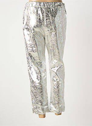 Pantalon 7/8 taille élastique taille normale argent COUTUREINE femme