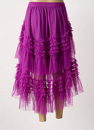 Jupe mi-longue taille élastique violet APRIL VINTAGE femme