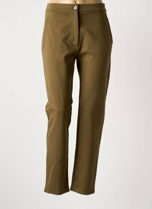 Pantalon chino fermeture zippée sous rabat boutonné taille normale vert MASAI femme