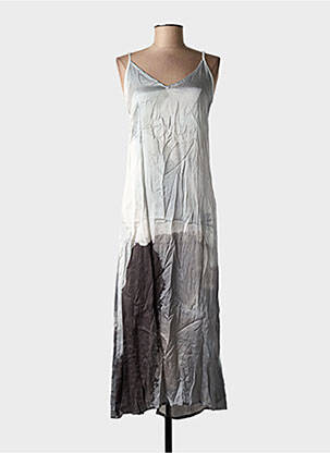 Robe longue manches bretelles ajustables fines bretelles gris POU NOU femme