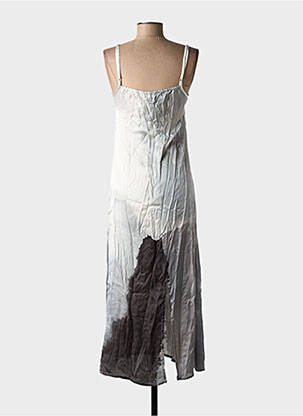 Robe longue manches bretelles ajustables fines bretelles gris POU NOU femme