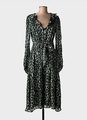 Robe mi-longue manches longues manches longues vert TRAFFIC PEOPLE femme