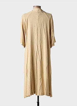 Robe mi-longue coupe fluide manches courtes beige MAT. femme