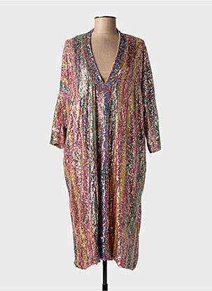 Robe mi-longue manches 3/4 manches 3/4 jaune MOMENT femme