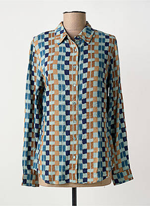 Chemisier tissage crêpe manches longues bleu ZILCH femme
