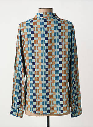 Chemisier tissage crêpe manches longues bleu ZILCH femme
