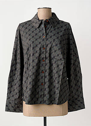 Chemisier imprimé fleurs manches longues gris ZILCH femme
