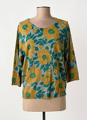 Pull coupe cintrée manches 3/4 vert NICE THINGS femme