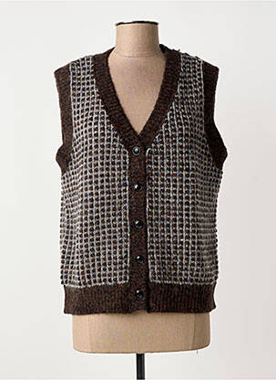 Gilet sans manche maille tricot marron ZILCH femme
