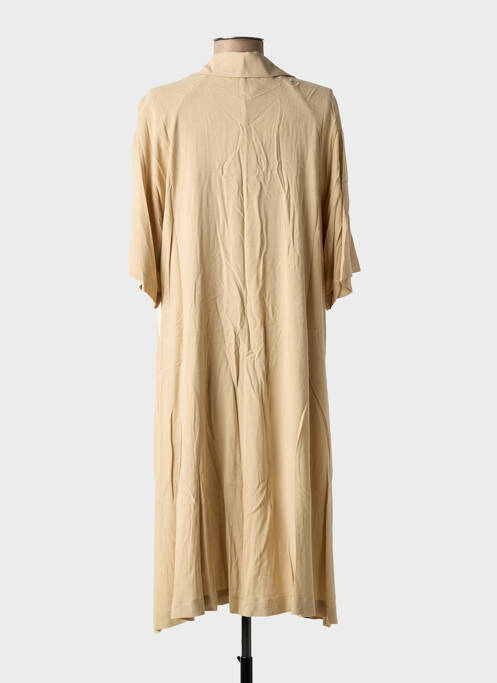 Robe mi-longue coupe fluide manches courtes beige MAT. femme