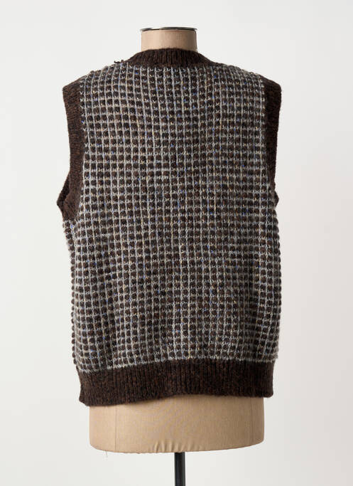 Gilet sans manche maille tricot marron ZILCH femme