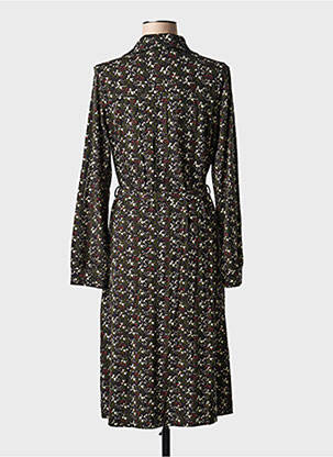 Robe mi-longue imprimé fantaisie manches longues vert ZILCH femme